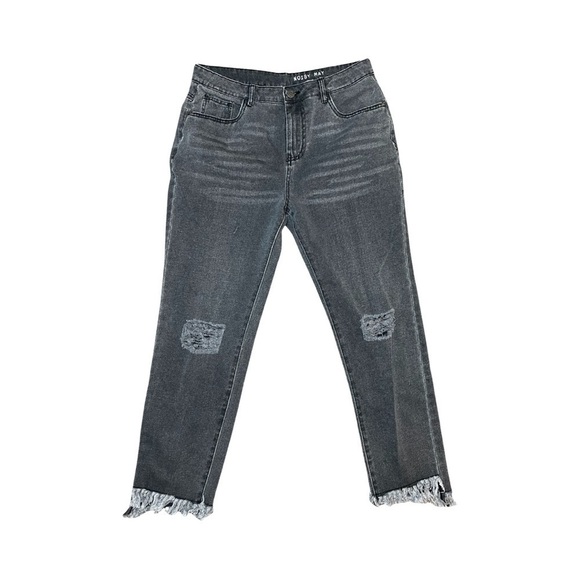 Noisy May Frayed Hem High Waist Jeans Distressed - Picture 1 of 7